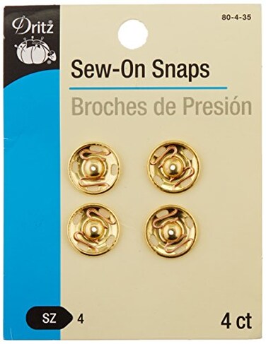 Dritz 80435 SewOn Snaps Brass Size 4 4Count
