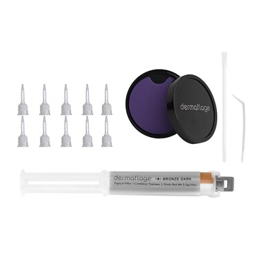 Dermaflage Scar Filler Kit  Bronze Dark  Deep Scar Cover and Waterproof Concealer for Acne Scars Wrinkles and Ice Pick Scars Makeup 1 mo supply