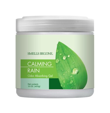 SMELLS BEGONE Air Freshener Odor Absorber Gel  Absorbs Odor from Bathrooms Cars Pet Areas Boats  RVs  Made with Essential Oils  Calming Rain Scent