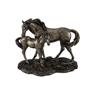 Veronese Design Majestic Mare and Foal Wild Horses Bronze Finish Statue  Exquisite Detail  ColdCast Resin  7 Inches Long  Perfect Home Decor for Horse Enthusiasts