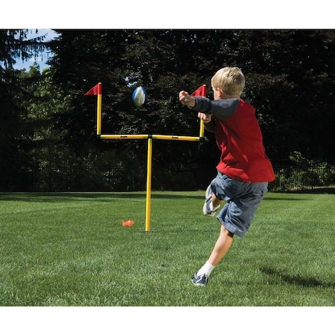 Franklin Sports Youth Football GoalPost Set  Kids Football Goal Post with Mini Football  Fun Football Goal for All Ages  Easy Assembly  Adjustable Height  Weighted Base