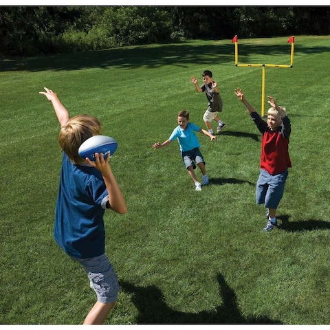 Franklin Sports Youth Football GoalPost Set  Kids Football Goal Post with Mini Football  Fun Football Goal for All Ages  Easy Assembly  Adjustable Height  Weighted Base