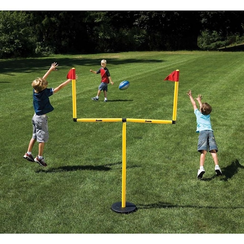 Franklin Sports Youth Football GoalPost Set  Kids Football Goal Post with Mini Football  Fun Football Goal for All Ages  Easy Assembly  Adjustable Height  Weighted Base