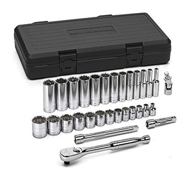 GEARWRENCH 30 Pc 38 Drive 12 Pt Mechanics Tool Set Standard  Deep SAE  80568