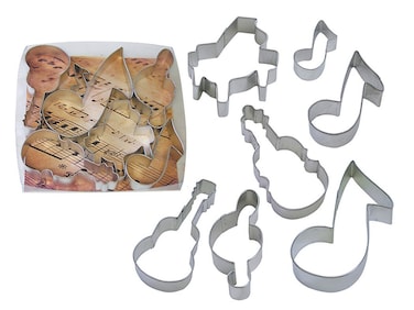 RM International Musical Cookie Cutters Piano 3 Music Notes G Clef Guitar Violin 6Piece Set
