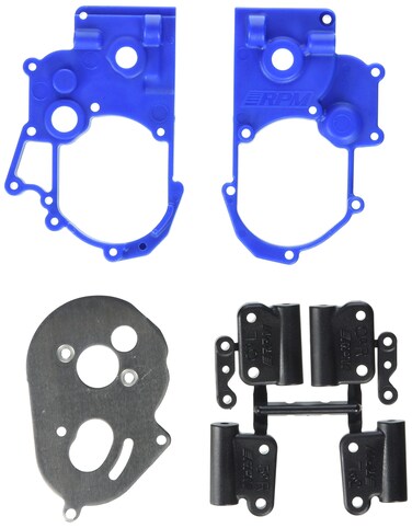 RPM Hybrid Gearbox Housing and Rear Mounts for Traxxas 2WD Electric Blue