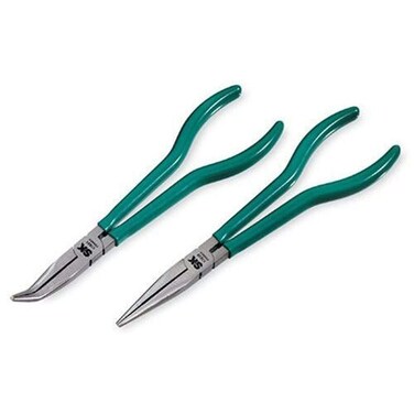 SK Tools USA 2 Piece Extra Long Needle Nose Pliers Set 11 Straight  11 45 Degree Angled Tip  17832
