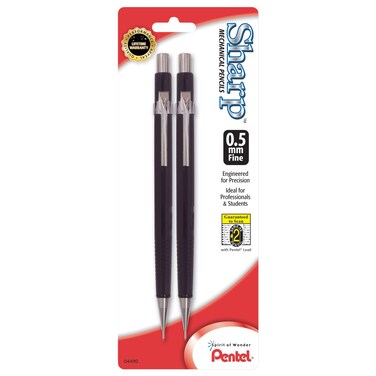 Pentel Automatic Sharp Mechanical Pencils 05 mm Black Pack Of 2
