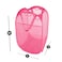 Smart Design Deluxe Mesh Pop Up Square Laundry Hamper w Side Pocket  Handles  VentilAir Fabric Collapsible Design  for Clothes  Laundry  Home  Holds 2 Loads 14 x 23 Inch Pink