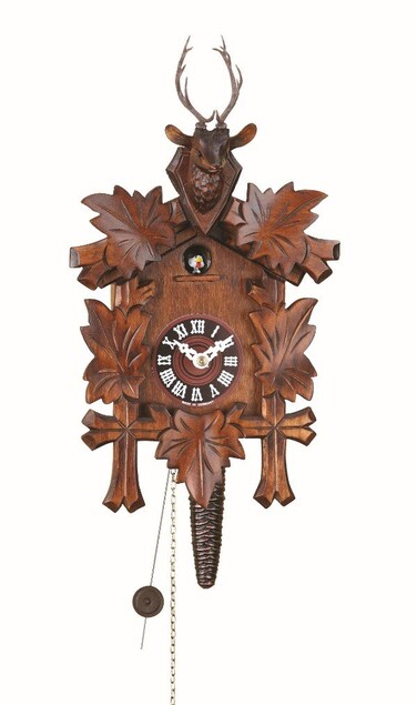Trenkle Quarter Call Cuckoo Clock with 1Day Movement Five Leaves Head of a Deer TU 624 nu