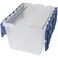 AkroMils 12 Gallon KeepBox File Box Plastic Stackable Storage Container with Hinged Attached Lid and Rails for Hanging File Folders 21Inch L x 15Inch W x 12Inch H ClearBlue