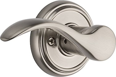 Baldwin Tobin Half Dummy Door Left Handed Lever NonTurning Door Handle for Closet French Door With Microban Protection in Satin Nickel