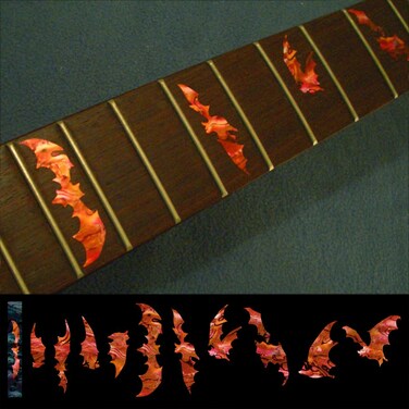 Jockomo BAT Bat Abalone RED Guitar Inlay Sticker