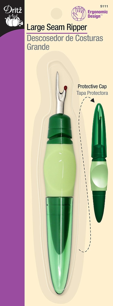 Dritz Large Ergonomic Design with Protective Cap 1 Count Green Seam Ripper 1Pack