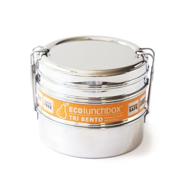 Ecolunchbox Tri Bento 3Tier Stainless Steel Lunch Box  45 Cups 36 oz Capacity  525 x 525 x 4 inches 135 x 135 x 10 cm  Perfect for Meal Prep Snacks  Portion Control  Durable BPA Free