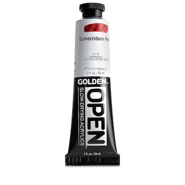 OPEN SlowDrying Acrylics by GOLDEN Quinacridone Red 2 fl oz tube Professional Acrylic Paint Transparent