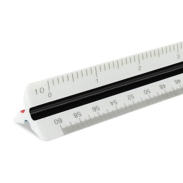 Pacific Arc Engineer Triangle Scale Ruler 12 Inch with Etched Markings in Fully Divided 10 20 30 40 50 and 60 Parts to The inch