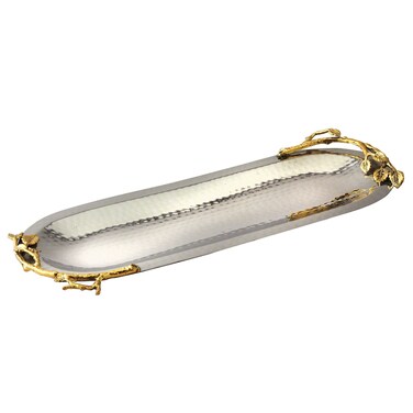 gilt leaf long oval dish