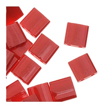 Miyuki Tila 2 Hole Square Beads 5mm  Opaque Red 72 Grams
