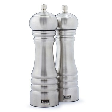 Trudeau Professional Stainless Steel 8 inch Pepper MillSalt Mill Set