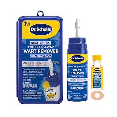 Dr Scholls Dual Action Freeze Away WART Remover 8 Applications  Freeze Therapy  Powerful Fast Acting Salicylic Liquid to Remove Common and Plantar Warts 033 Fl Oz 1 Count