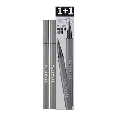 WAKEMAKE Real Ash Brush Eyeliner Korean Makeup Liquid Eyeliner Smudgeproof UltraFine Tip Long Lasting Waterproof Liquid Eyeliner 004 OZ Pack of 2 01 ASH BLACK
