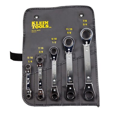 Klein Tools 68245 Reversible Ratcheting Box Wrench Set 5Piece Black Made in USA