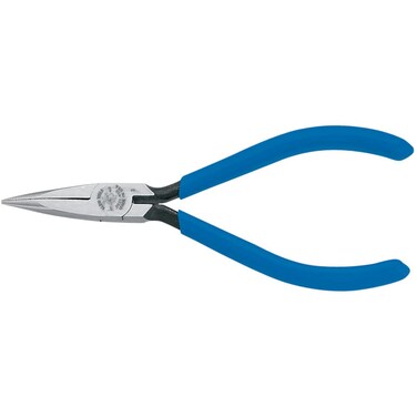 Klein Tools D321412C Electronics Pliers Slim Needle Nose Spring Loaded 5Inch Lightweight Knurled Jaws Curved Handle