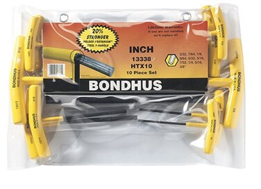 Bondhus 13338 Set of 10 Hex Thandles sizes 33238