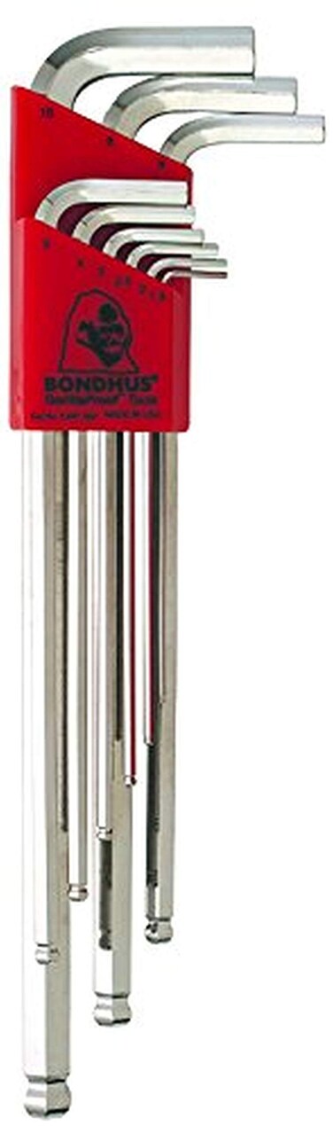 Bondhus 17099 Set of 9 Balldriver Lwrenches with BriteGuard Finish Extra Long Length sizes 1510mm