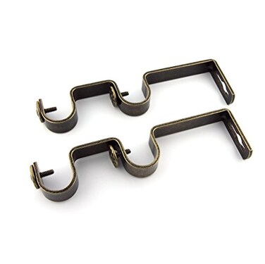 Rod Desyne 34 Antique Brass Double Bracket Pair 2 Piece