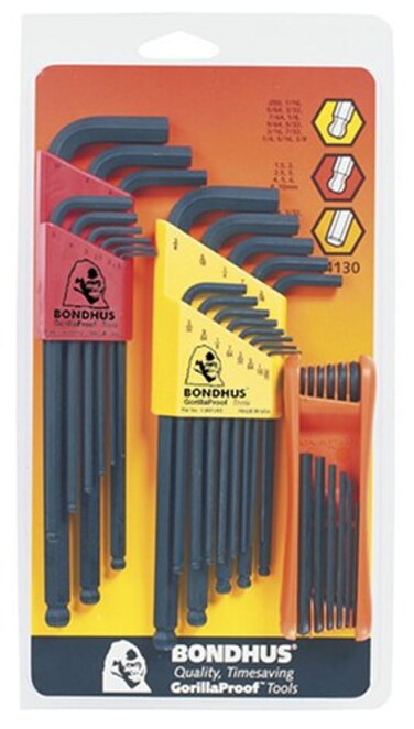 Bondhus 14130 Triple Pack Balldriver Lwrench Sets 10937 05038Inch  10999 1510mm and GorillaGrip Hex Foldup Set 12550 564532  155mm