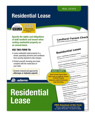 Adams Residential Lease Forms and Instructions Print and Downloadable LF310