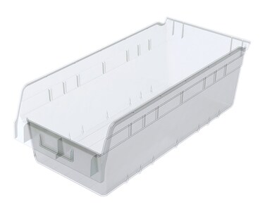 AkroMils 30088 Plastic Nesting ShelfMax Storage Bin Box 18Inch x 8Inch x 6Inch Clear 8Pack
