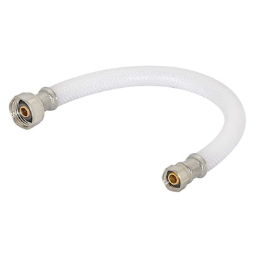 Eastman 12 Inch Flexible Faucet Connector 12 Inch FIP Outlet x 38 Inch Compression Inlet Connection Reinforced PVC Supply Line with NickelPlated Brass Nuts 48130