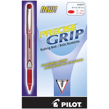 Pilot Precise Grip Liquid Ink Rolling Ball Stick Pens Bold Point Red Ink 12Pack 28903