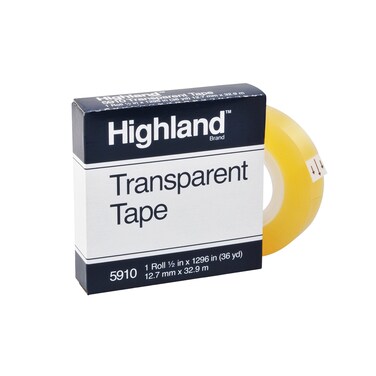 Highland Transparent and Invisible Tapes MMM5910121296 050 in x 36 yd