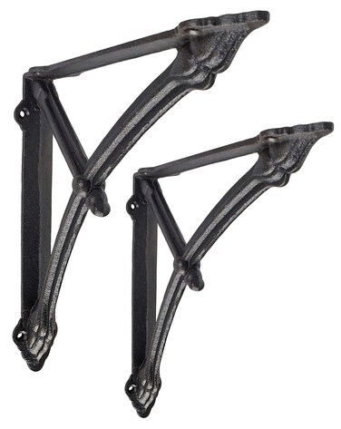 NACH Half Round Wall Mount Black Shelf Brackets wSupport Arm Decorative Shelf Brackets for Wood Shelves Metal Shelf Bracket 91x15x91 inch 2Pack Floating Shelf Brackets JS90065