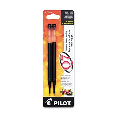 Pilot Q7 Gel Ink Refill for Retractable Needle Point Rolling Ball Pen Fine Point Black Ink 2Pack 77245
