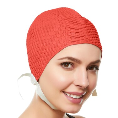 BEEMO Swim Cap Women Chin Strap Swimming Caps Hot Pink