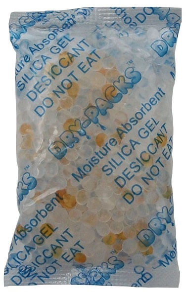 DryPacks Absorbent Industries Silica Gel Rechargeable Dehumidifier Absorbs Moisture 10 Gram 30PK Multi Colored 10GrIndicating30pk
