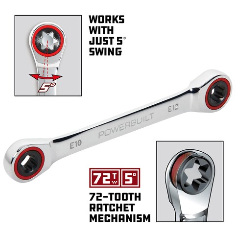 Powerbuilt 641760 Ratcheting Double BoxEnd EStar Wrench  E10E12