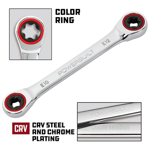 Powerbuilt 641760 Ratcheting Double BoxEnd EStar Wrench  E10E12