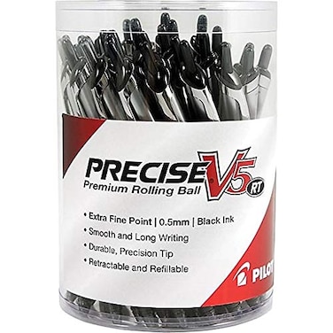 PILOT Precise V5 RT Premium Rolling Ball Pens Extra Fine Point Black 30Pack 84067