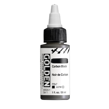 High Flow Acrylics by GOLDEN Carbon Black 1 fl oz Bottle Professional Acrylic Paint Opaque