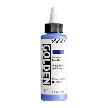 High Flow Acrylics by GOLDEN Cerulean Blue Hue 4 fl oz Bottle Professional Acrylic Paint Opaque