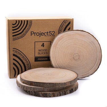 4 Pcs 1012 Inch Large Wood Slices for Centerpieces Unfinished Rustic Wood Slices for Wedding Wood Slabs for Table Centerpieces DIY Projects Wood Crafts