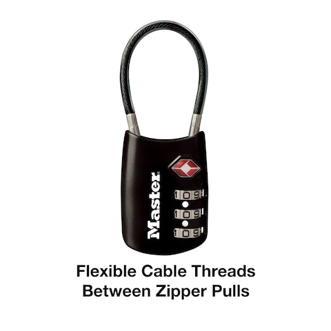 Master Lock Black Set Your Own Combination TSA Approved Luggage Lock Travel Lock for Backpacks Suitcases or Zippers 4688D