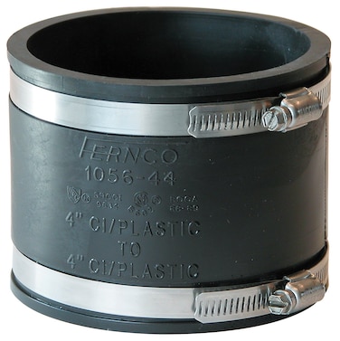 Fernco P105644 Flexible PVC Pipe Coupling for Cast Iron Plastic or Steel to Cast Iron Plastic or Steel Connections