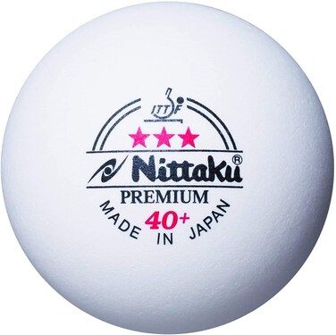 Nitaku NB1300 Three Star Premium Table Tennis Ball Rigid Certified Ball Plastic Pack of 3 White 16 inches 40 mm